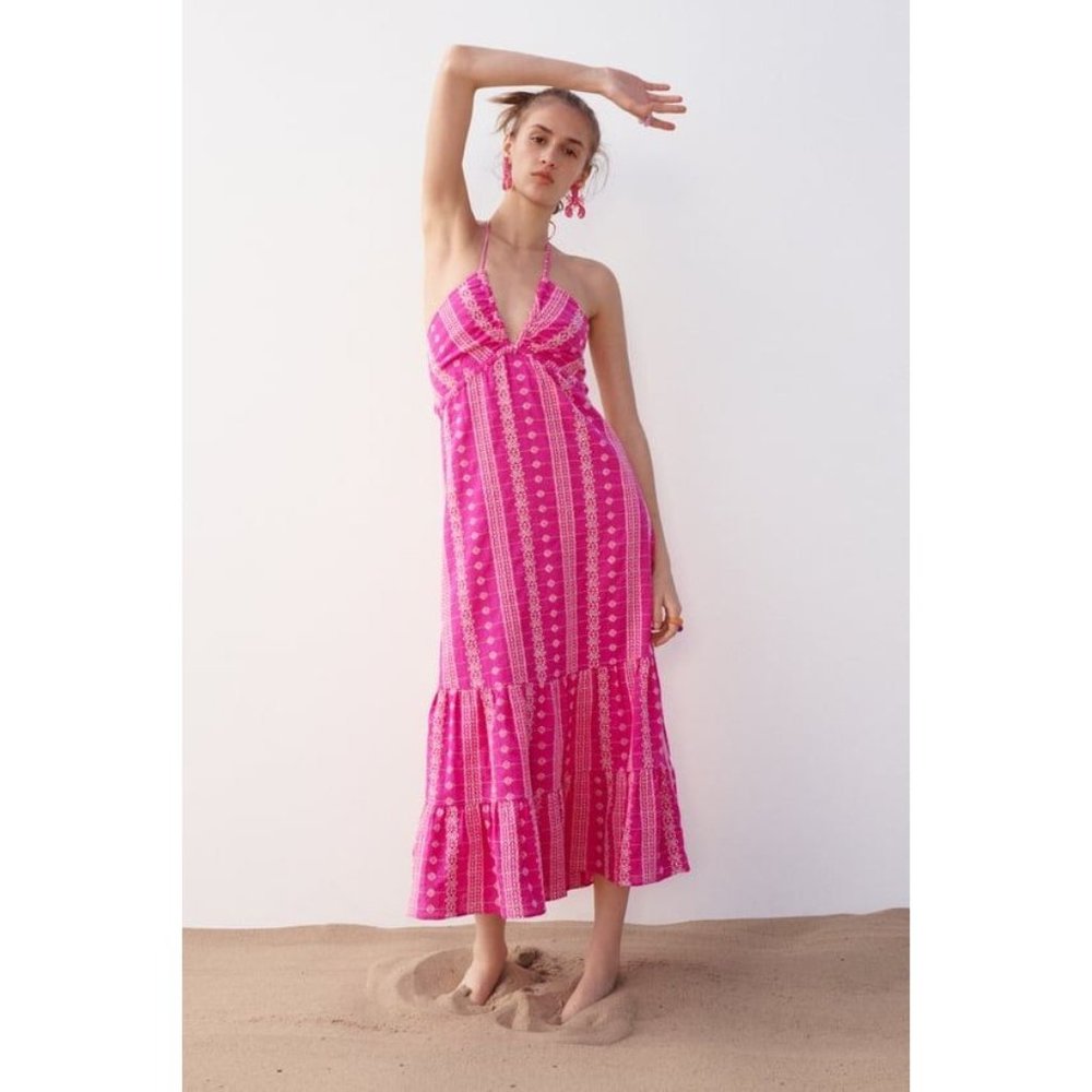 ZARA OPENWORK EMBROIDERED DRESS NWT